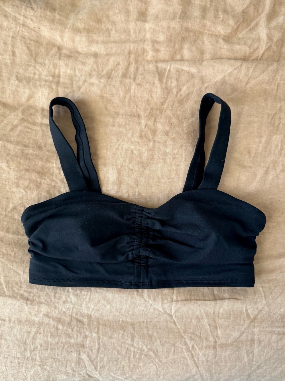 ALO Yoga Black Ruched Bralette with Wide Straps